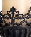 Close-up of handcrafted black iron wall sconce design with crown and scepter detail for candle holder, included in Kick Up Your Living Room Vibe With These Dope Black Gothic Wall Sconces Set Of Two Handcrafted Iron Crown And Scepter Candle Holders For Vintage Home Decor Style.