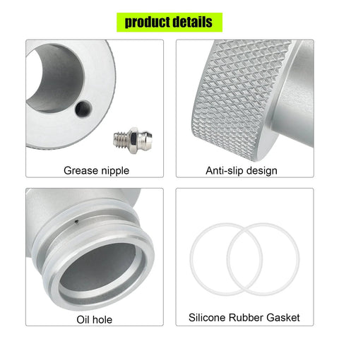 4 Piece Wheel Bearing Greaser Tools Set details: grease nipple, anti-slip design, oil hole, silicone rubber gasket for Polaris Can Am.