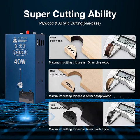 40W Laser Module With Built In Air Assist And FAC For DIY CNC Laser Cutter And Engraver 5500mW Optical Output Compressed Spot High Power Class 4 Fast Stainless Steel Engraving cutting different materials