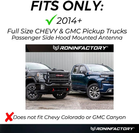 Fits 2014+ Full Size Chevy GMC trucks with Five Inch Flexible Truck Antenna For Chevy Silverado And GMC Sierra 2014 And Up