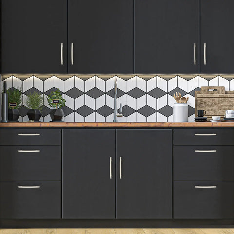 Dope Brushed Nickel Cabinet Handles Set, 7-1/4 Inch Curved Drawer Pulls With 5 Inch Center-To-Center on black kitchen cabinets