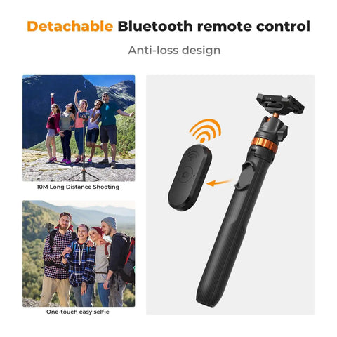62 Inch Phone Selfie Stick Tripod With 2 In 1 Extendable Pole, Bluetooth Remote, 360 Degree Ball Head, Detachable Design