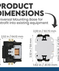 Dimensions of 2-Pole Definite Purpose Contactor With 120V Coil 40 Amp Heavy Duty HVAC Switch showing universal mounting base.