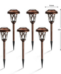 6 Pack Solar Pathway Lights Outdoor Set, Durable Metal, Glass And ABS Build, IP65 Waterproof Landscape Lights, 45cm tall