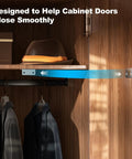 Invisible Magnetic Cabinet Door Catch With Pro Adhesive L Shaped Ultra Thin Drawer Cabinet Magnets installed in wooden closet