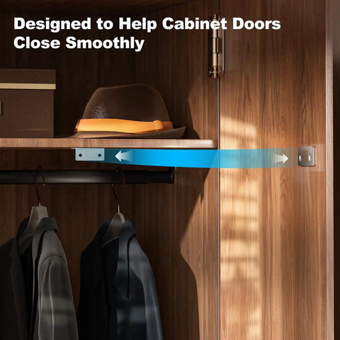 Invisible Magnetic Cabinet Door Catch With Pro Adhesive L Shaped Ultra Thin Drawer Cabinet Magnets installed in wooden closet