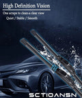 Top Tier All Season Windshield Wiper Blades 22 Plus 22 Inch Pair on a car, showing smooth wipe efficiency in rain.