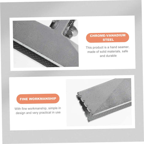 Manual Sheet Metal Bender Tool With Straight Jaw, 6 Inch Hand Seamer for DIY projects, close-up showing chrome-vanadium steel.