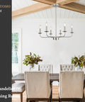 Six Light Farmhouse Candle Chandelier In Black And Brass For Bedrooms Kitchen Island And Dining Rooms Ceiling Light Fixture in dining room