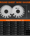 Round Dual Sided Wire Gauge And Sheet Thickness Gauge Set In Stainless Steel Welding Measurement Tool 3.5-inch size chart