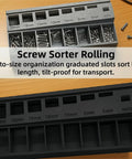 Seven Slot Screw Organizer Box With Precision Bolt Sorter Tray For M3 Screws, 3D Printed PLA Small Parts Storage, on table