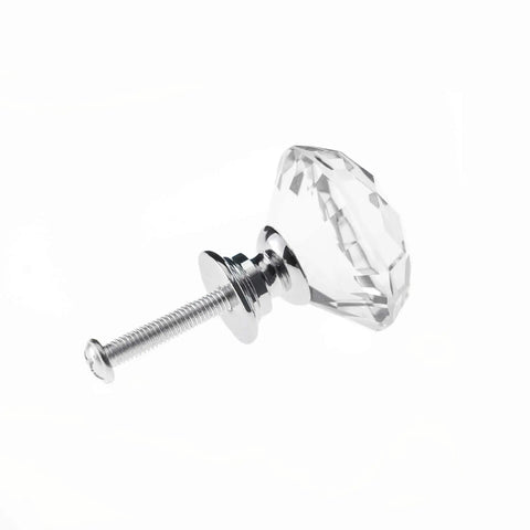 12 Pack Diamond Shaped Crystal Glass Drawer Knobs 30mm Cabinet Pull Handles in Silver Finish for dresser and kitchen