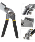 3 Inch Hand Seamer Tool for Sheet Metal Bending and Seaming with straight jaws, black and yellow handle, close-up view