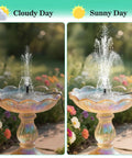 All In One Solar Fountain Pump Kit For Bird Bath And Pond With Separate Solar Panel One Point Eight Watt Four Nozzles