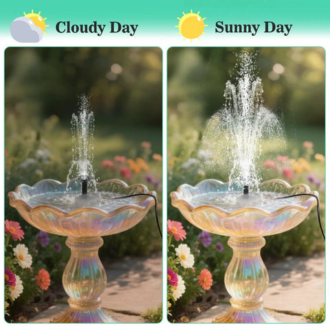 All In One Solar Fountain Pump Kit For Bird Bath And Pond With Separate Solar Panel One Point Eight Watt Four Nozzles