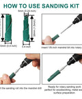 Diagram showing how to use 120 Grit Zirconia Sanding Bands For Detail Work Set 0.4 Inch By 1.5 Inch on rotary tool with mandrel.