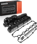 Engine Valve Cover With Gasket And Bolts For VW 2.5L L5 Engines Beetle 2006-2018 Golf 2010-2014 Jetta 2005-2014 Passat 2012-2014 Rabbit 2006-2009 Replacement Direct Fit Premium shown with packaging.