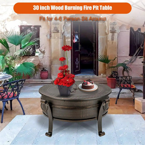 36 Inch Outdoor Fire Pit With Grill N Chill And Lid All In One Round Table For Patio Barbecues Heavy Duty Wood Burning Fire Pit