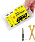 Tan Epoxy Coated Deck Screws Set Heavy Duty Size 8 By 1-1/2 Inch 204 Pieces shown in packaging with T25 Torx Bit