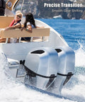Boat on water powered by two outboard motors with 11 Ft Throttle And Shift Remote Control Cable For Outboard Motors Compatible With Johnson Evinrude Controls Replacement 0173111 2 Pack Easy Install And Smooth Gear Shifts.