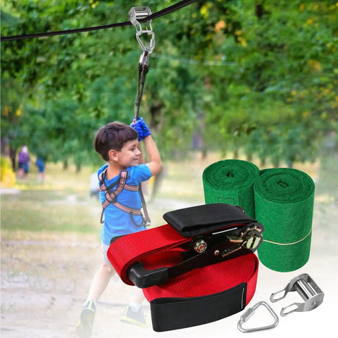 Backyard Zip Line Kit With Tree Protector Easy Install Outdoor Zip Line System For Teens And Kids Durable 250 Lb Weight Capacity