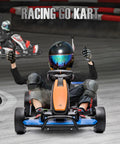 Licensed McLaren Electric Go Kart for Kids with Drift Pedal, 400W Dual Motors, 10Ah Battery, racing on a track.
