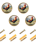 Dope Rooster Vintage Cabinet Knobs 4 Pack, Dresser Drawer Cupboard Pull Handles With Zinc Alloy Gold Print, screws included