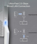 Wi-Fi 7 Range Extender For Home No Cap Tri-Band Wireless Repeater With 10 Gbps Speed 2.5 Gbps Ethernet EasyMesh MLO diagram
