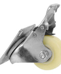 Heavy Duty 5 Inch Nylon Brake Caster Wheels With Rock Solid Stainless Steel Plate silent cart caster, side view with flat steel mount.
