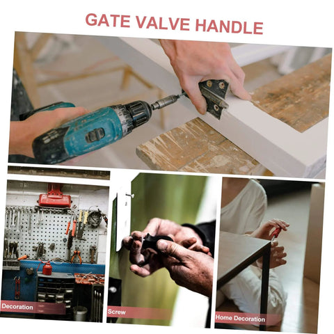 Person using a drill and installing a shut off valve knob with red handle for water fittings, gate ball valve.