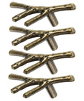 Branch Shape Cabinet Knobs 4 Piece Set for Cabinets and Drawers Dressers Cupboards and Closets shown in gold branch design