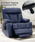 Built Tough Power Lift Recliner Chair With Heat And Massage, Cup Holders And USB Type C Ports, 400 Pound Capacity, Navy Blue