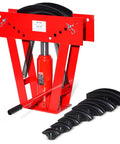 Heavy Duty Manual 16 Ton Hydraulic Pipe Bender For Copper Exhaust Tubes with eight precision dies and red frame.