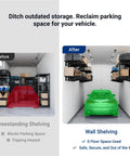 Comparison of freestanding vs. wall shelving with a Heavy Duty Garage Wall Mount Shelving Unit 2 By 3 Feet Black 1 Pack Holds Up To 200 Lbs For Easy Organization And Storage Bins Classic Series Durable Steel Construction Easy Install Space Saving Garage Storage Solution