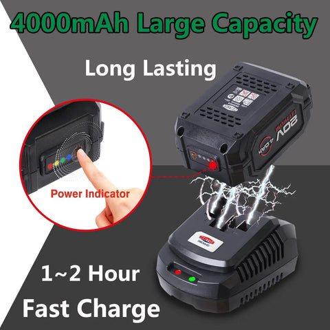 Beast Half Inch Cordless Impact Wrench Kit With 4000mAh 20V Max Battery and Fast Charger featuring power indicator