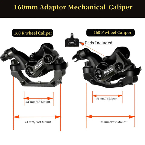Heavy Duty Aluminum Disc Brake Kit For Road And Mountain Bikes Features Front Rear Calipers with 160mm Adaptor Mechanical Caliper
