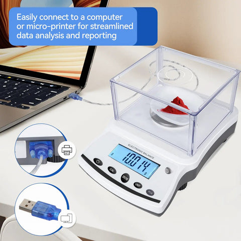 No Nonsense Ultra Precise 500g X 0.001g Pro Grade Analytical Balance Scale with RS232 interface for jewelry and lab use