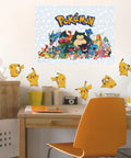 Room decorated with Pokemon Pikachu Peel And Stick Wall Decals Set Of 28 Removable And Repositionable On Smooth Surfaces Made In The USA