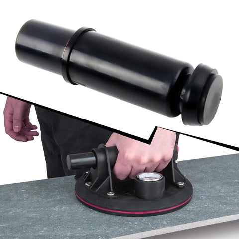 Heavy Duty Vacuum Suction Cup Hand Pump For 8 Inch Tile And Glass Lifting, black cup on slate surface
