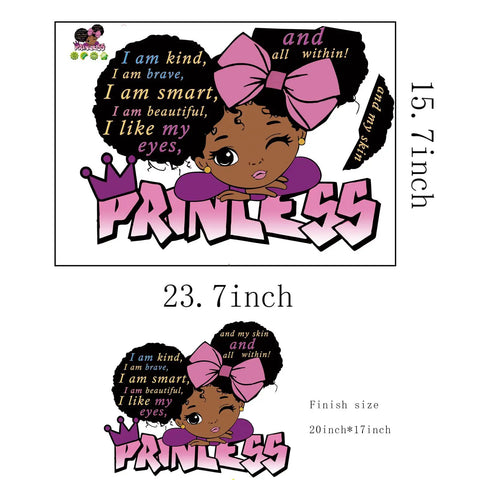Totally Inspiring Girls Quote Wall Decal For Bedroom And Playroom Decor Pink Room Sticker Removable Easy Peel And Stick Wall Art For Nursery Living Room African American Inspired Wall Decor, featuring 'I am kind, I am brave, I am smart, I am beautiful, I like my eyes' text and illustration of girl with pink bow, 23.7x15.7 inches.