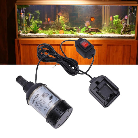 Cordless Submersible Water Transfer Pump Featuring A Heavy Duty 100w Brushless Motor Crushing Water Duty At 1268 Gph With A Rock Solid 8 Meter Lift Rating And Plug Free Battery Run and power switch.