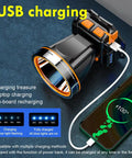 Ultra Bright LED Headlamp With Motion Sensor Waterproof Rechargeable Spotlight showing USB charging with smartphone.