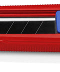 CutiX Universal Snap Knife With Stabilization Bar, 6-1/2 Inch Red Blue Grip, Quick Blade Replacement Without Tools, Uses 18mm Snap-Off Blades