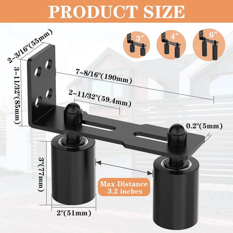 Beefy Sliding Gate Roller Guide Kit With Heavy Duty Steel L Bracket And Adjustable 3 Inch Nylon Wheel Support Display