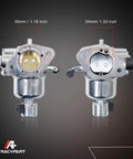 KT735 KT740 Carburetor Kit for 7000 Series Engines front and back view with measurements shown