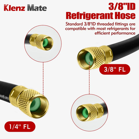 Pro Grade HVAC Vacuum Hose 72 Inches Long With Three Eighths Inch Flare Fittings For Fast Evacuation And Refrigerant Recovery