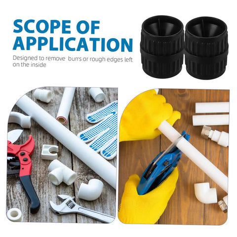 Portable Tubing Reamer Tools Inner Outer Deburring Beveling For Copper Pipes With Quick Edge Removal in use on PVC pipe