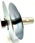 Built Tough Stainless Steel Angle Grinder Buff Extender Kit With 5/8-11 Threads. Close-up of 4in safety flanges.