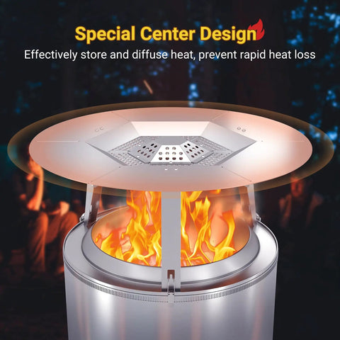 Upgraded Heat Deflector for Solo Stove Yukon 27 inch with Detachable Legs, 304 Stainless Steel, Capturing and Redirecting Warmth