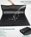 Anti Fatigue Rubber Floor Mats 2 Pack For Kitchen Restaurant Bar Garage Indoor Outdoor Use Non Slip Drainage Mats displayed with water flowing on it